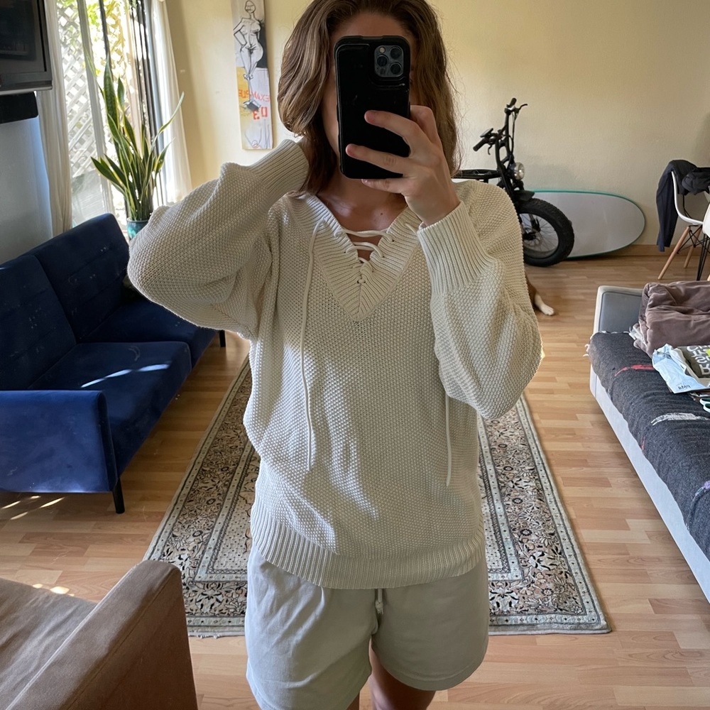 White Crochet Sweater